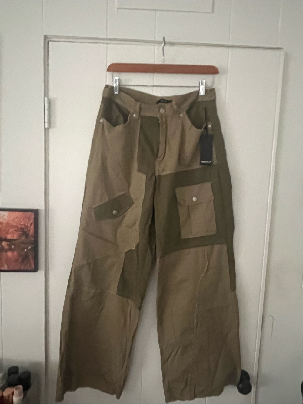 Forever 21 Two-Tone Olive Patchwork Wide-Leg Pants- runs small fits a size 6-8